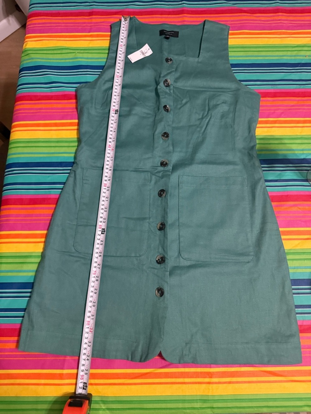 NWT Banana Republic Linen-Blend Square-Neck Mini Dress in green M - Picture 5 of 8